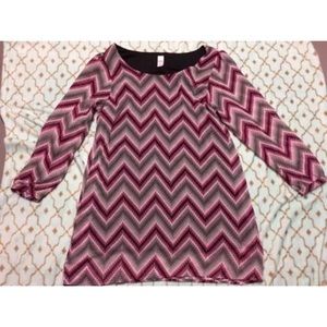 WOMENS PINK GREY BONGO BLOUSE ZIG ZAG TUNIC TOP XL